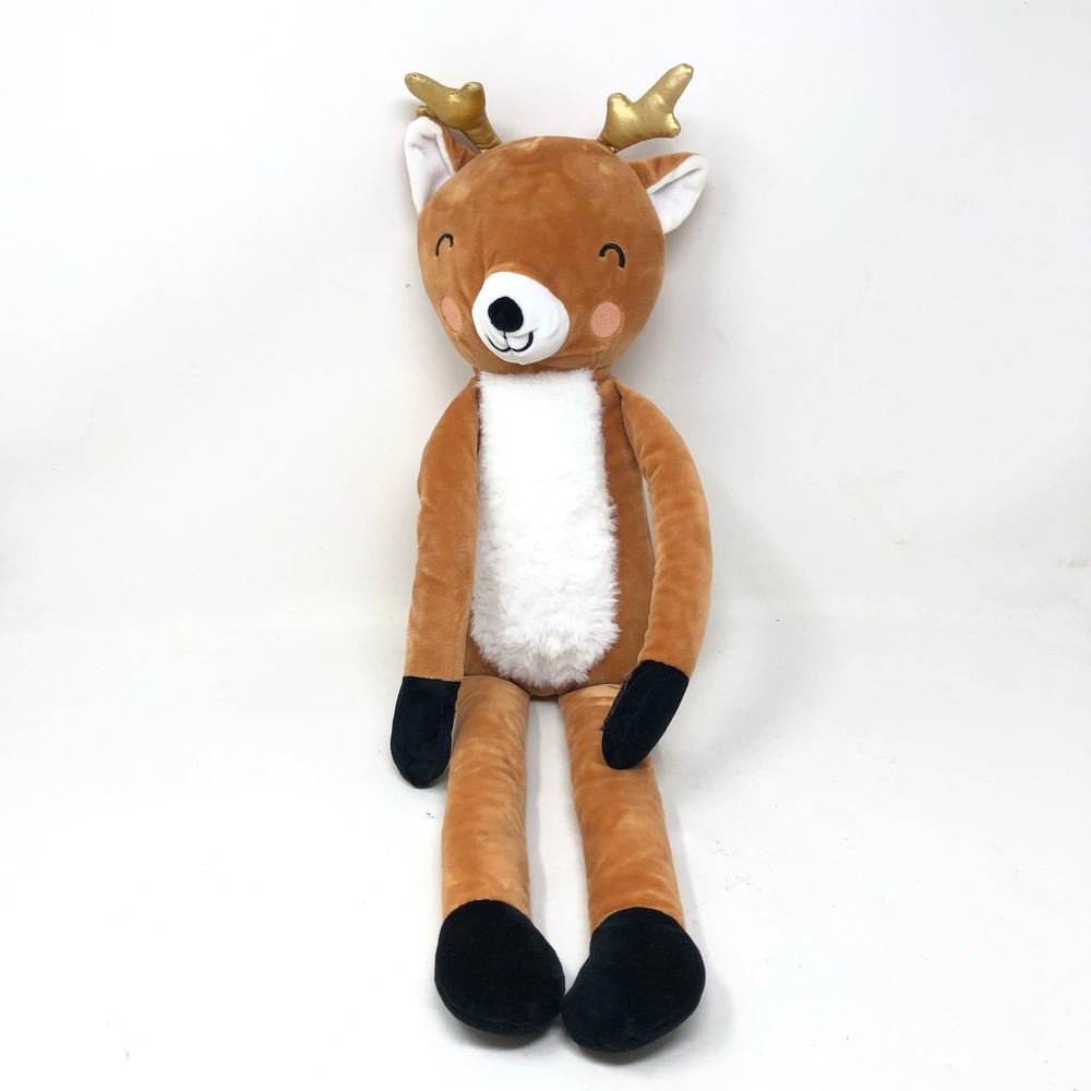 Pillowfort Hugging Deer Plush‎ Brown Gold Antlers Stuffed Animal 16" Long